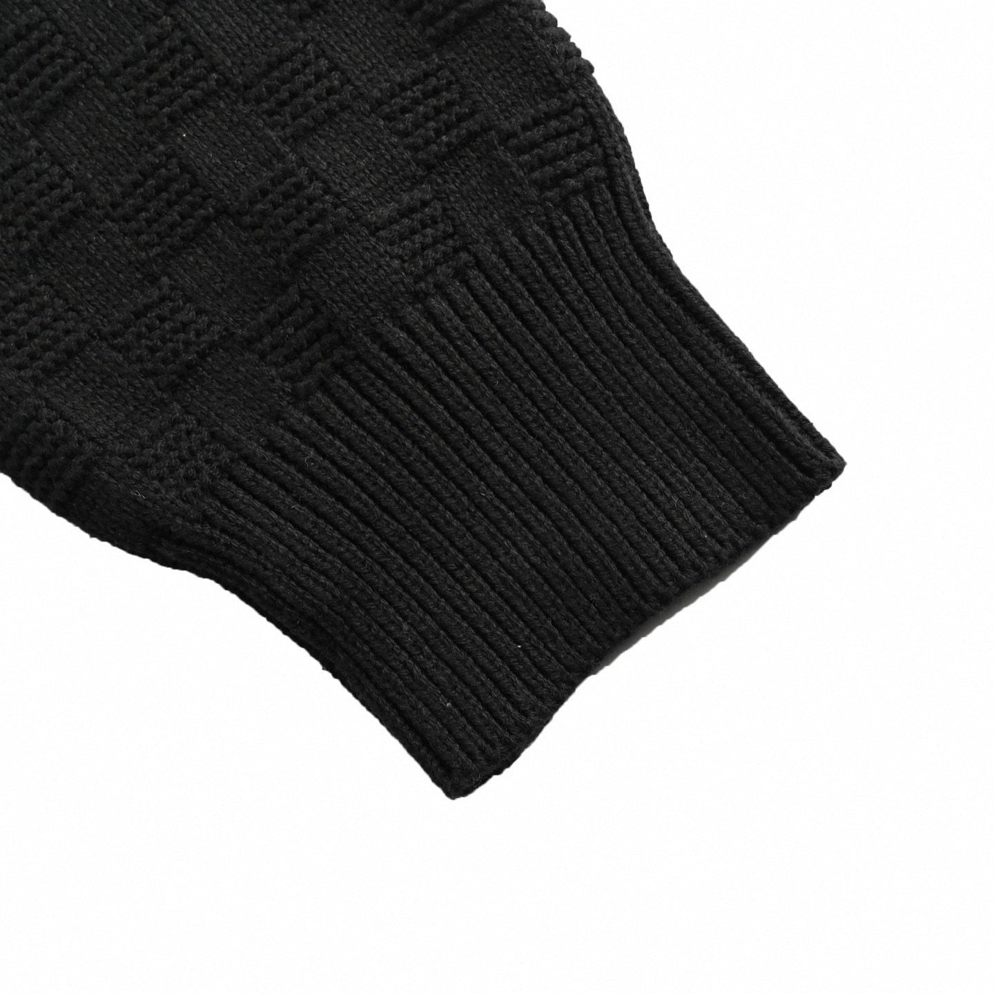 Damier Check Half-Zip Stand-Collar Knit Sweater