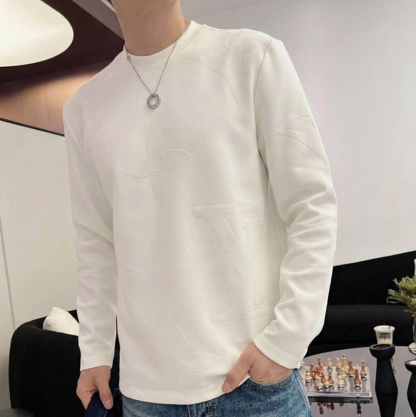 LV Monogram Macro Jacquard Cotton Crewneck