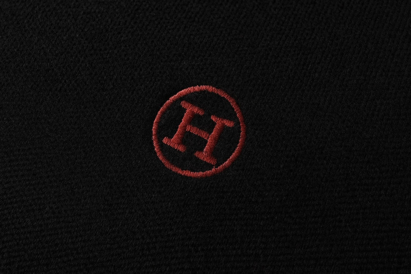 Signature Black Wool Crewneck Sweater with Red Trim