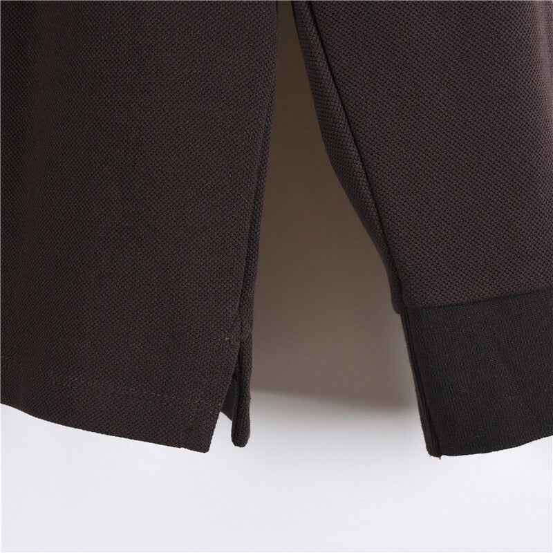 Long-Sleeve Polo Shirt with Vintage Check Collar