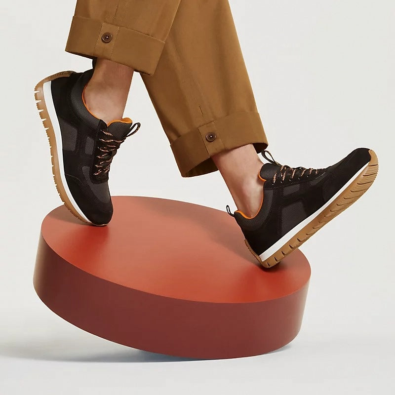 Urban Runner – Brown & Orange Suede Sneaker