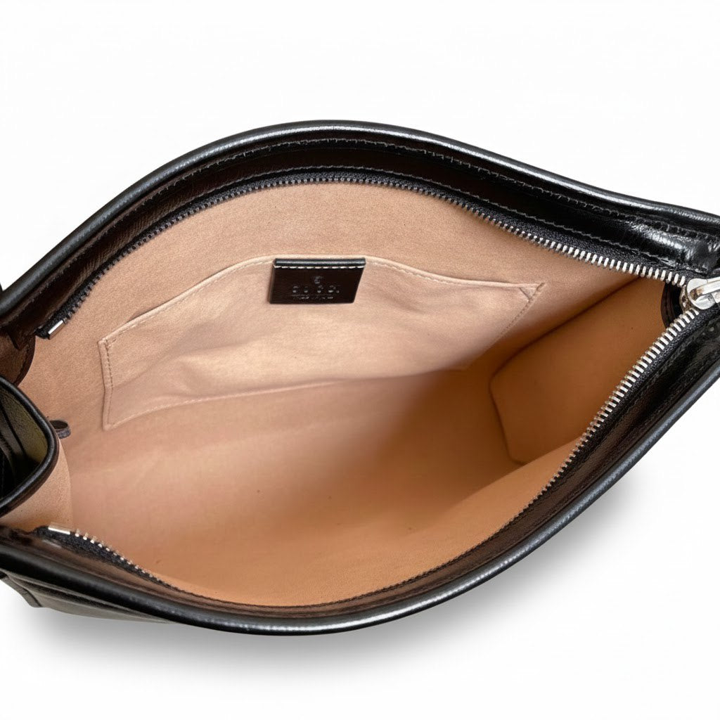 GG Supreme Grey Pouch with Leather Trim