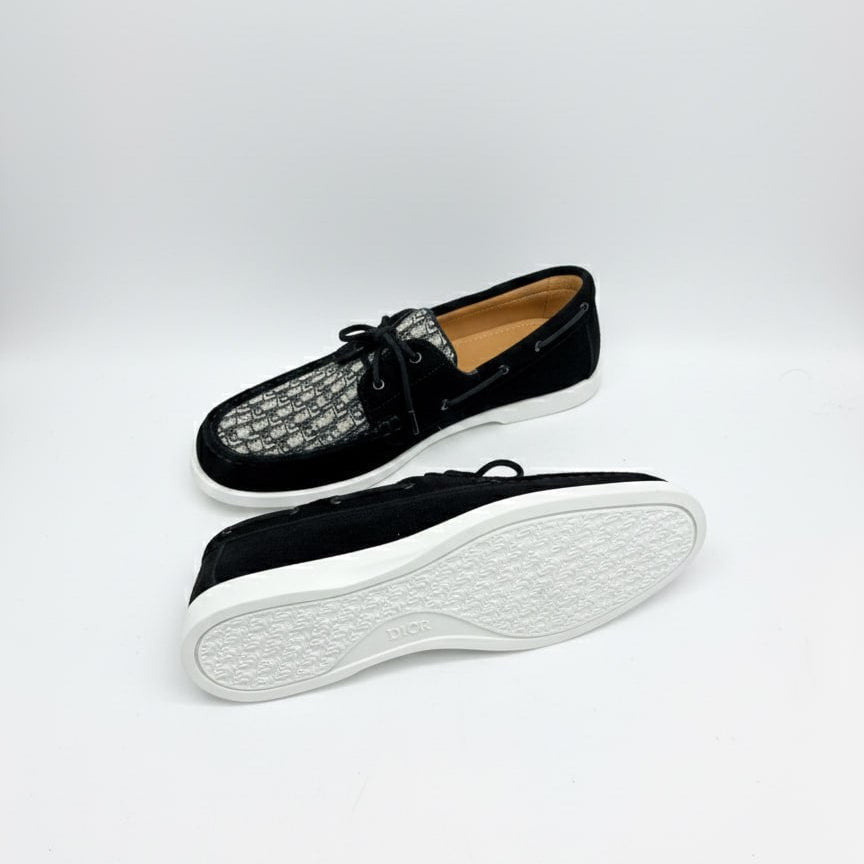 Oblique Canvas Deck Shoe with Suede Trim