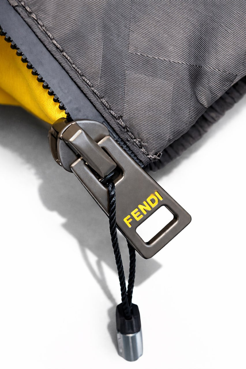 FF Monogram Hooded Windbreaker Jacket – Brown with Yellow Lining