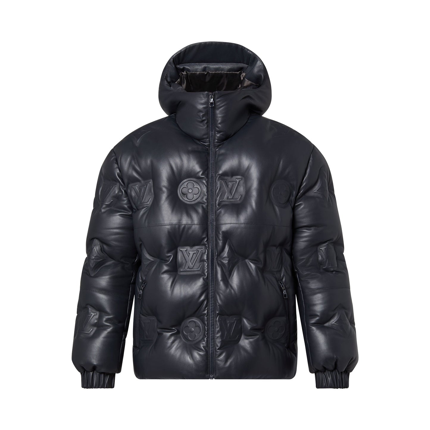 Black Embossed Hooded jacket