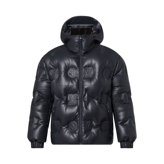 Black Embossed Hooded jacket