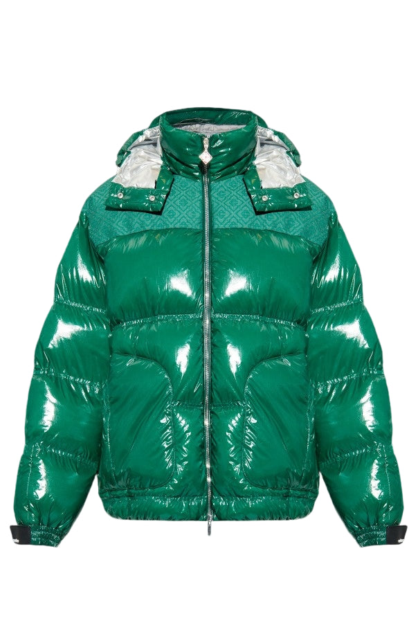Green Monogrammed Quilted Down Jacket