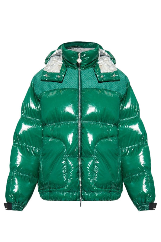 Green Monogrammed Quilted Down Jacket