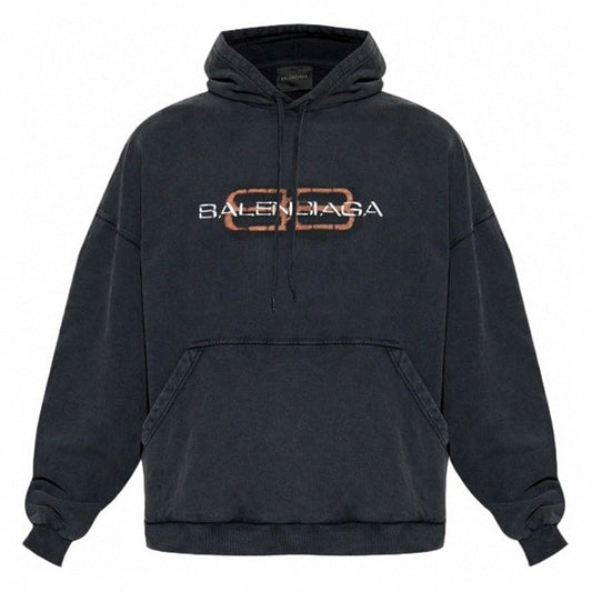 Black Vintage Logo Oversized Hoodie