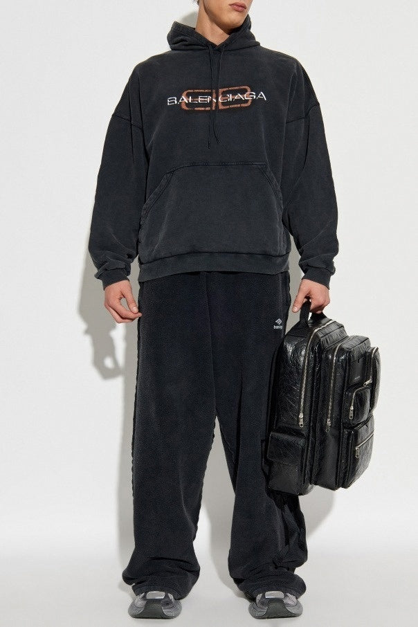 Black Vintage Logo Oversized Hoodie
