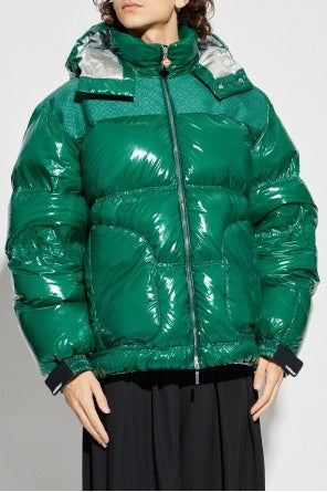 Green Monogrammed Quilted Down Jacket