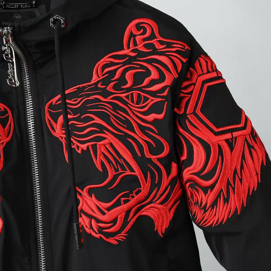 Embroidered Twin Tiger Windbreaker