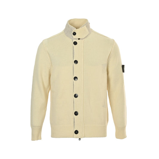 Buttoned Stand-Collar Knit Cardigan