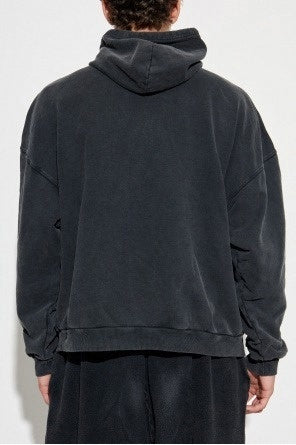 Black Vintage Logo Oversized Hoodie