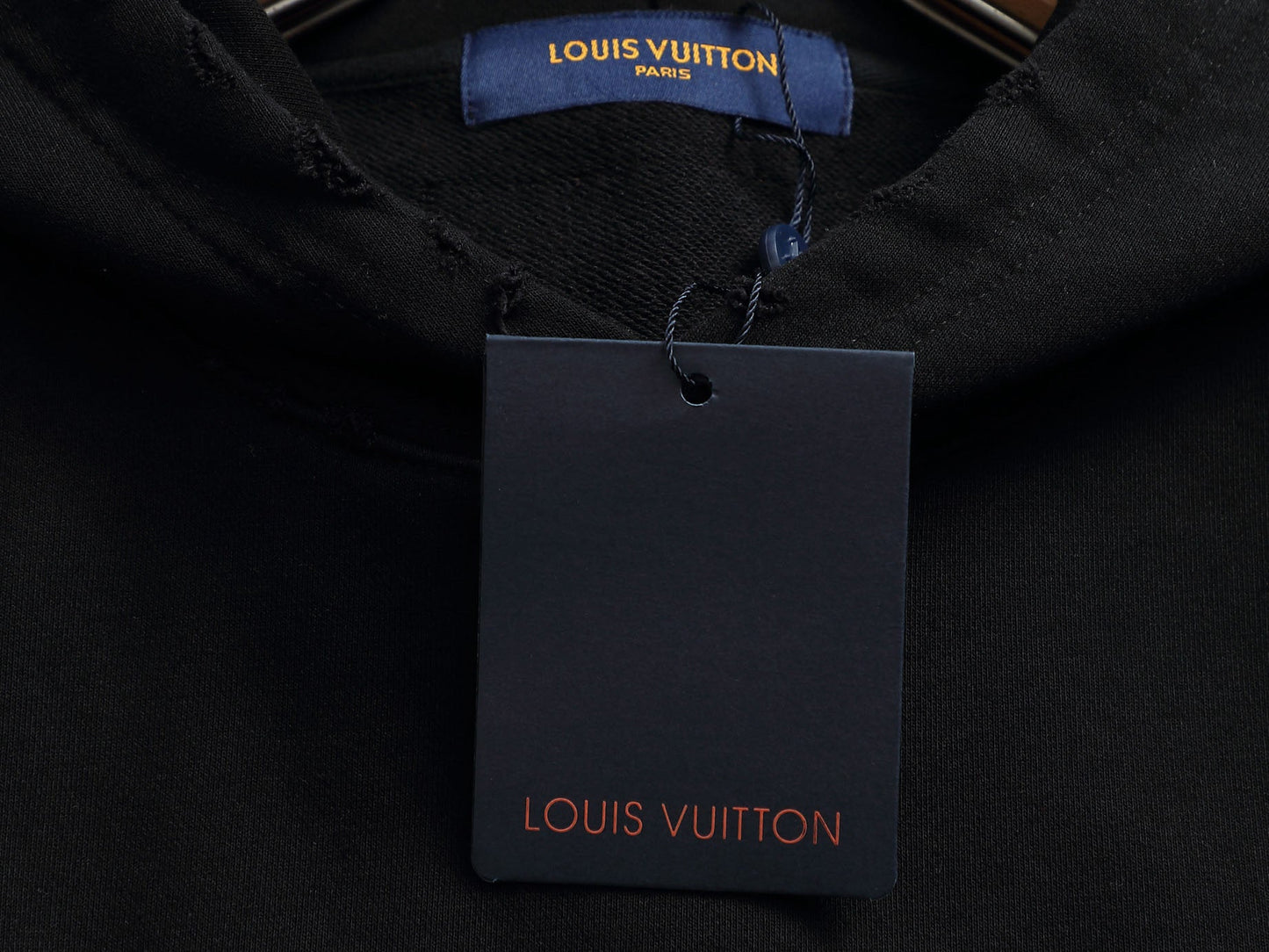 Black Gradient Hoodie with Blue LV Patch