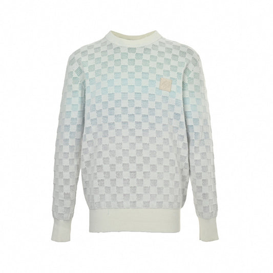 Damier Pattern Knit Sweater