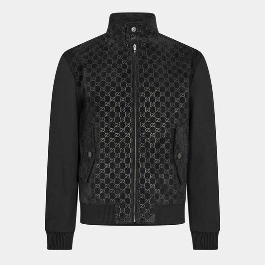 GG Jacquard Zip-Up Jacket in Black