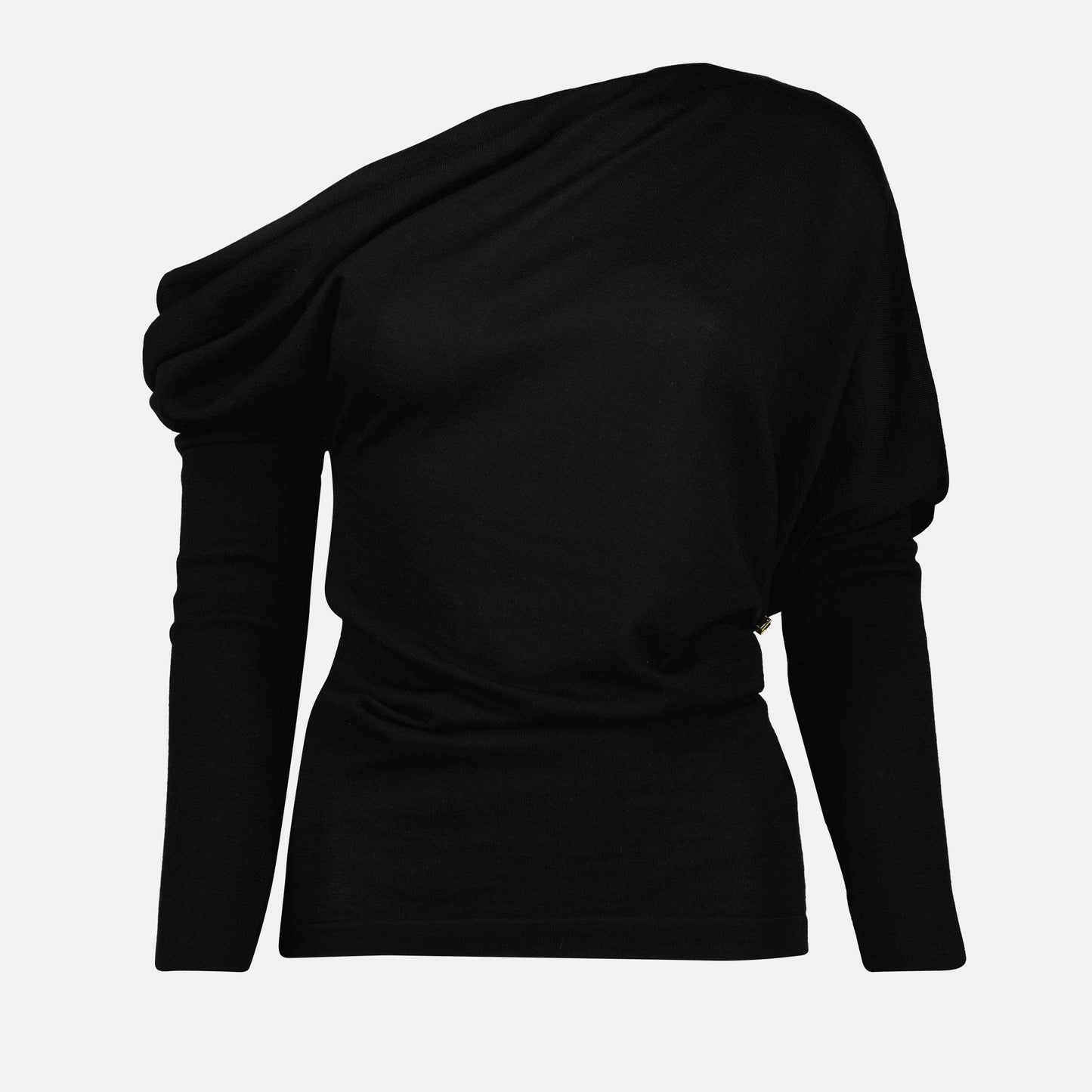 Draped Collar Wool Sweater