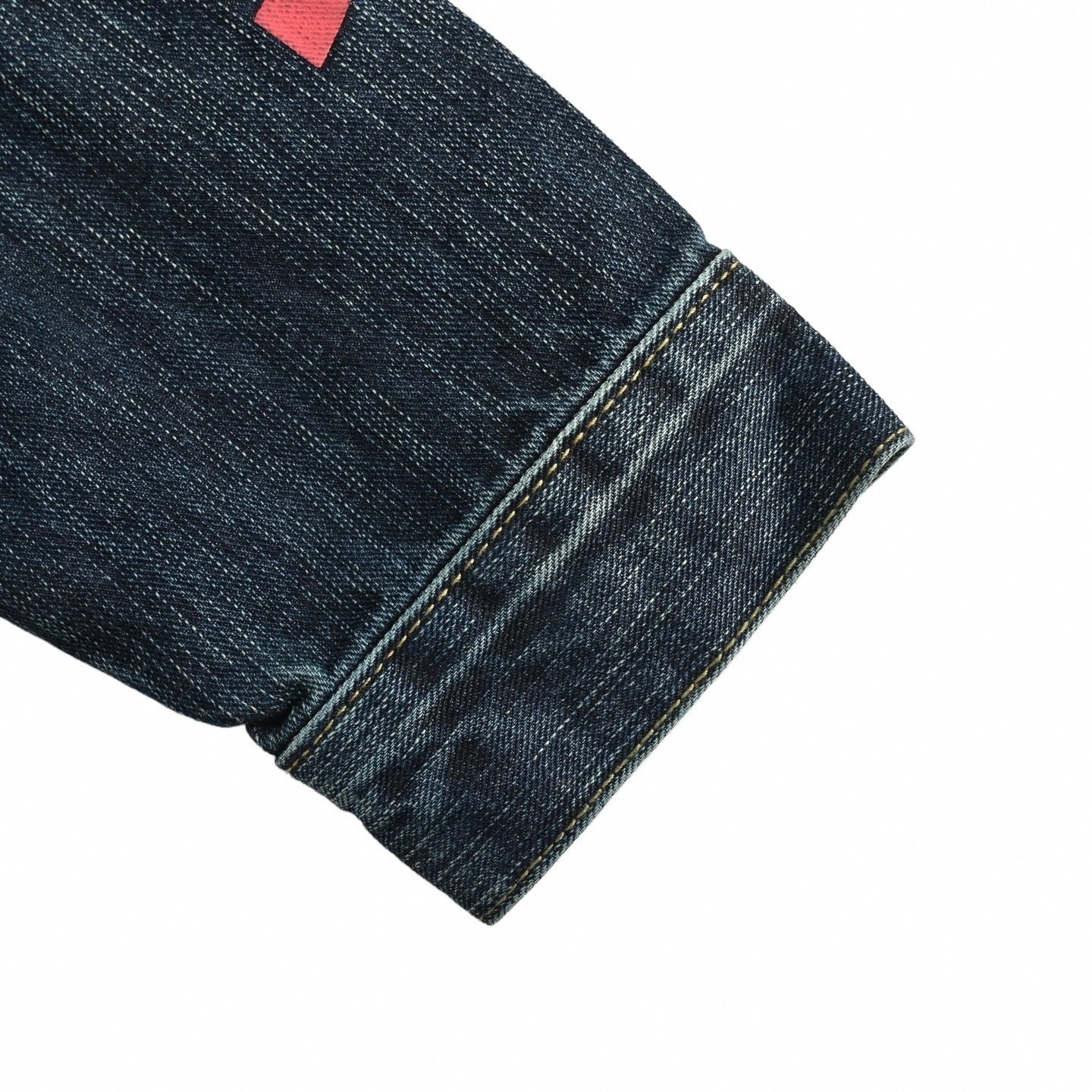 Heart & Logo Print Washed Denim Jacket