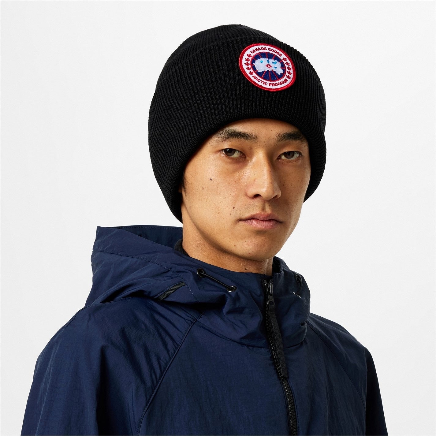 Men’s Plain Wool Disc Toque Beanie in Black