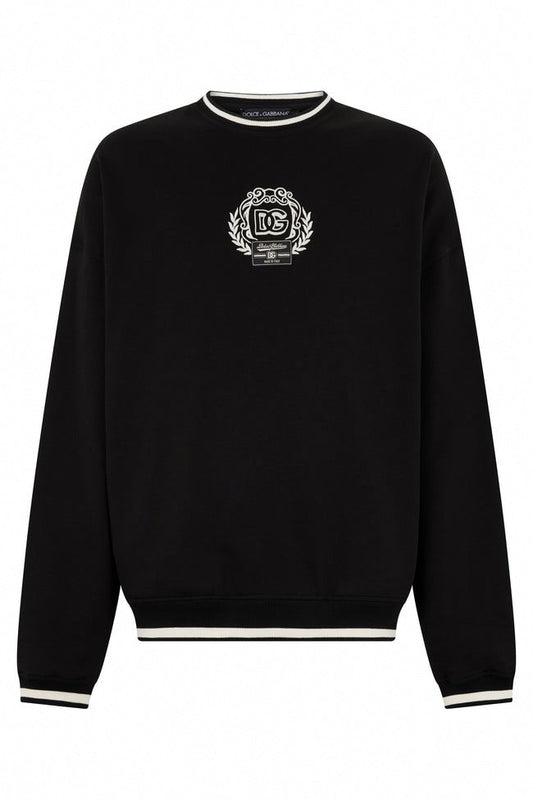 Black Cotton DG Sweatshirt with Embroidered Logo