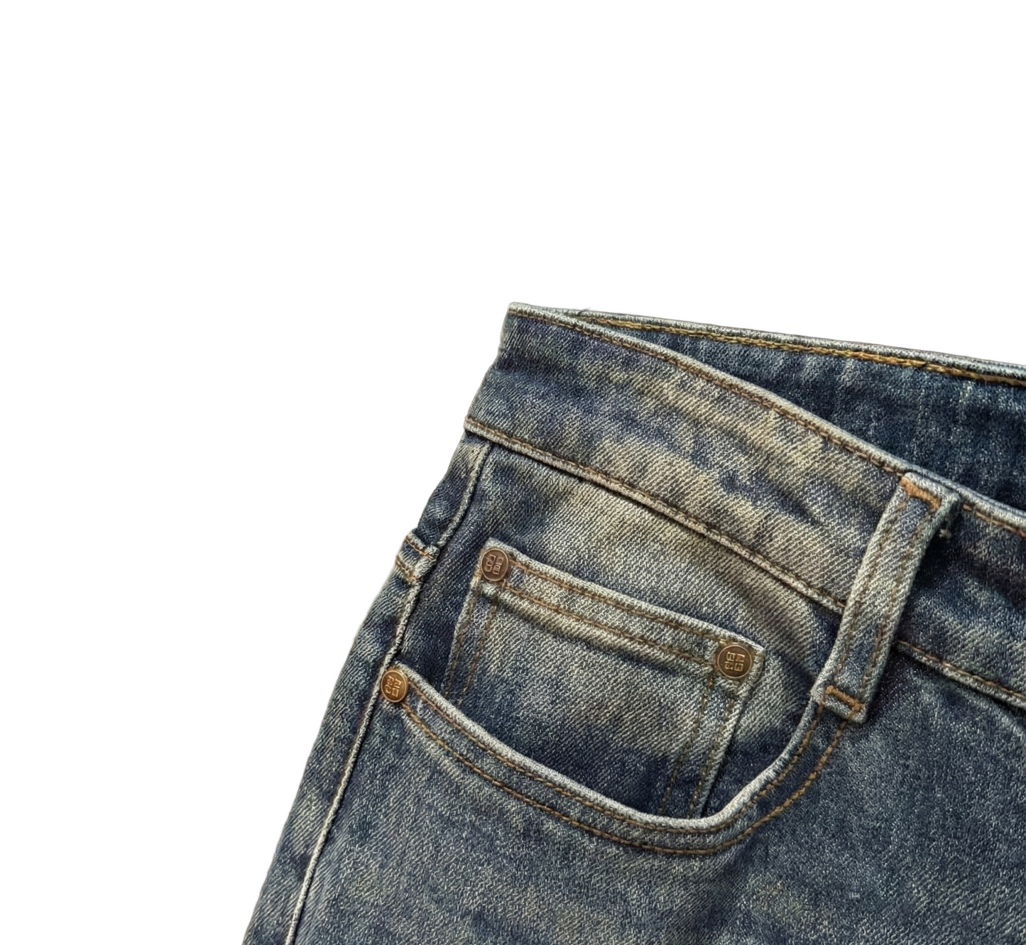 Signature Embroidered Logo Distressed Denim Jeans