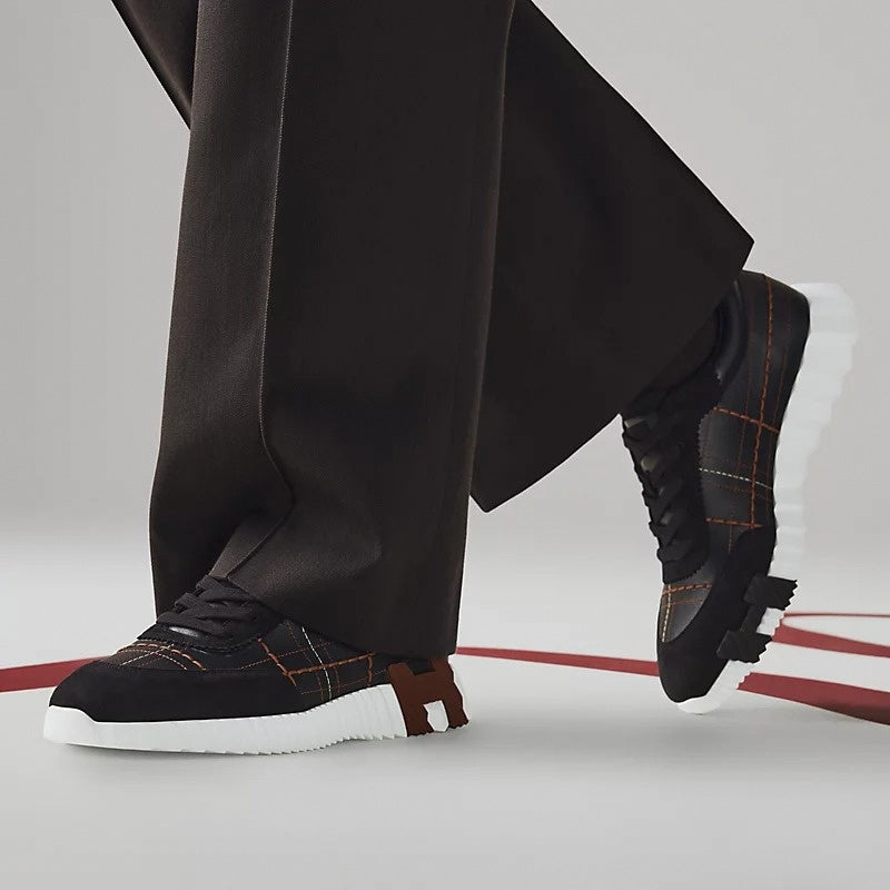 Bouncing Sneaker in Black Calfskin and Suede