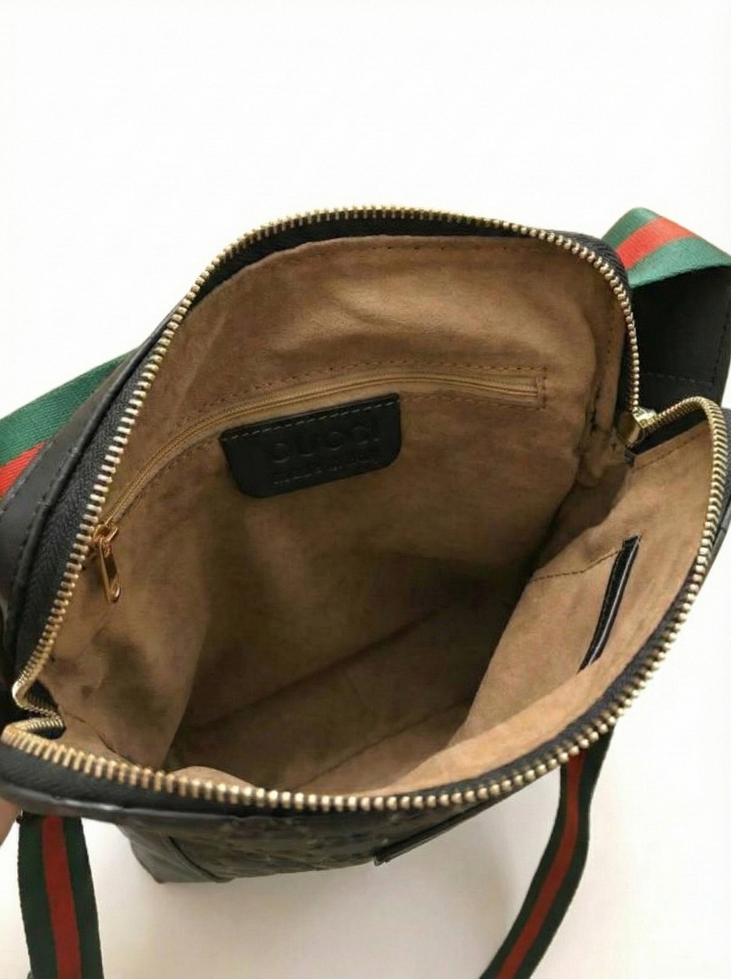 GG Embossed Leather Messenger Bag with Web Stripe
