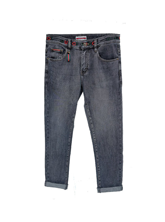 Denim Jeans with Embroidered Logo