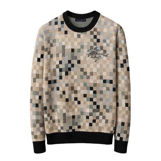Pixel Mosaic Knit Crewneck Sweater