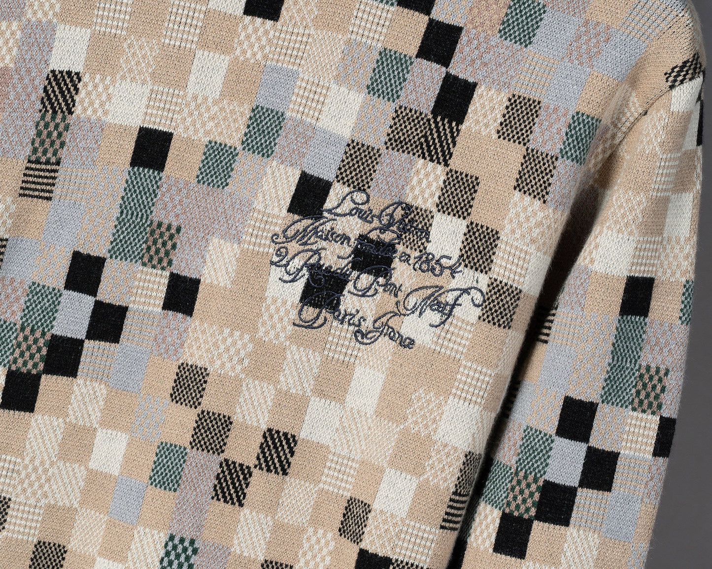 Pixel Mosaic Knit Crewneck Sweater