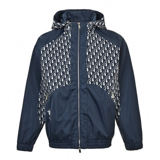 Navy Oblique Technical Windbreaker