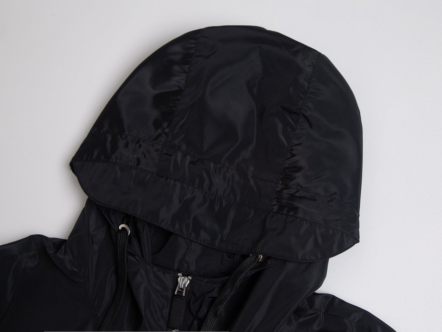 Men’s Black Nylon Hooded Zip Jacket