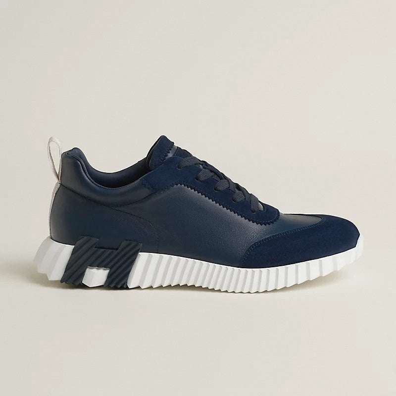 Bounce Sneaker – Navy Blue Calfskin & Technical Knit