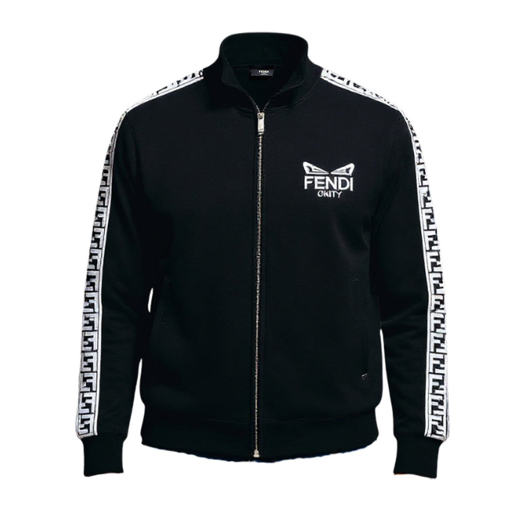 Men’s Premium Black Track Jacket – Athletic Fit with Designer Sleeve Detail