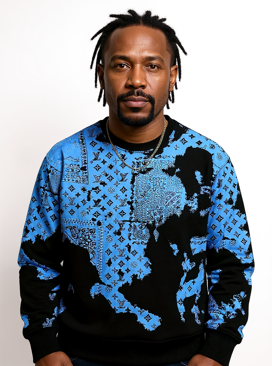 Blue Monogram Bandana Print Sweatshirt