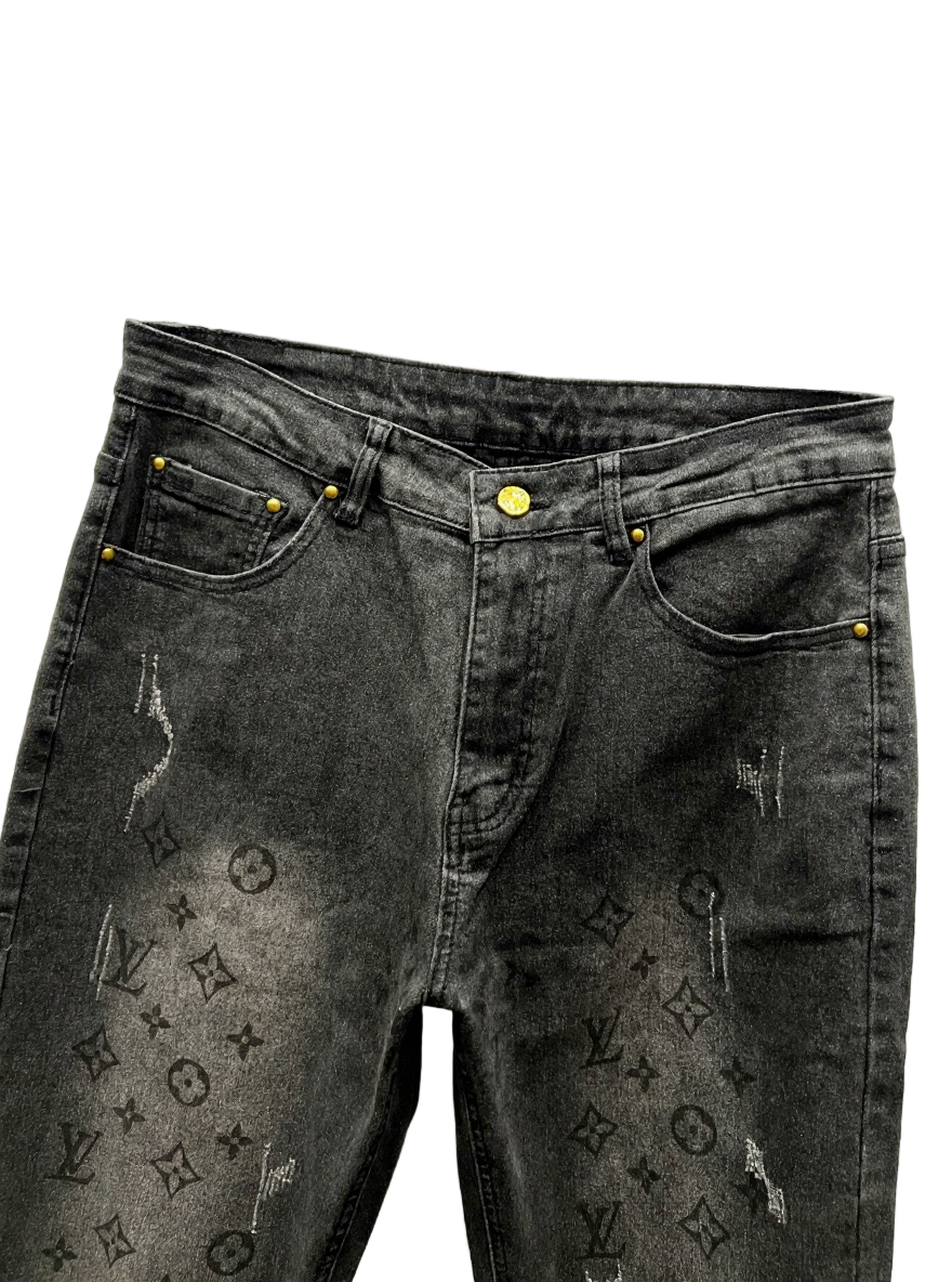 Black Monogram Jeans