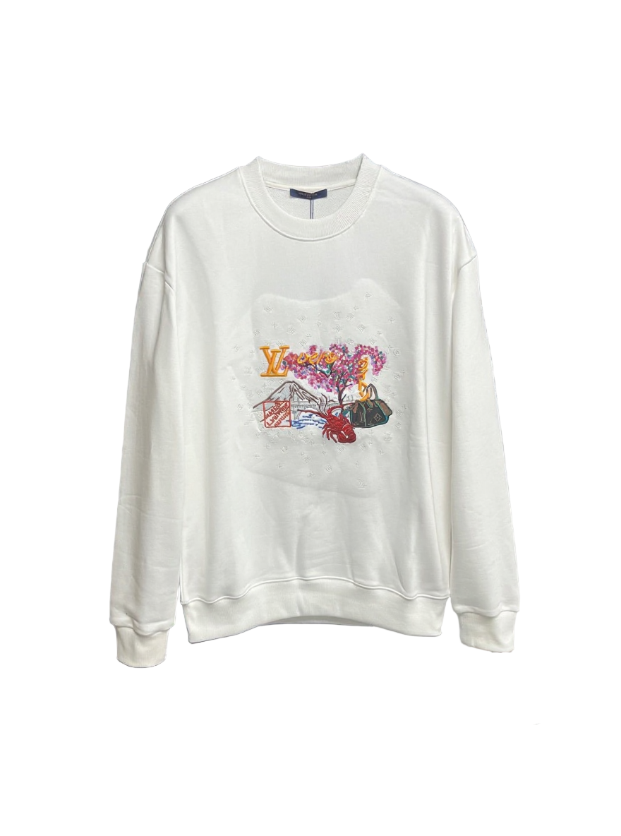 White Embroidered “LV Lovers” Jumper