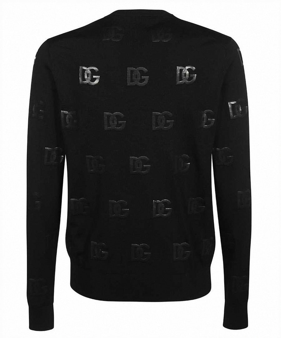 Black Embossed DG Logo Wool Sweater