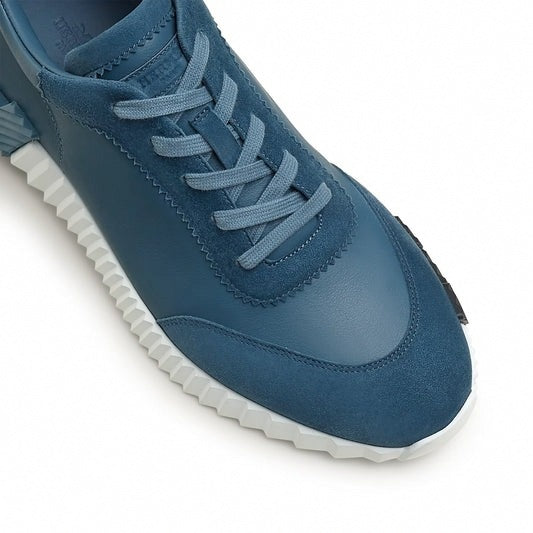Bouncing Sneaker in Blue Calfskin and Suede
