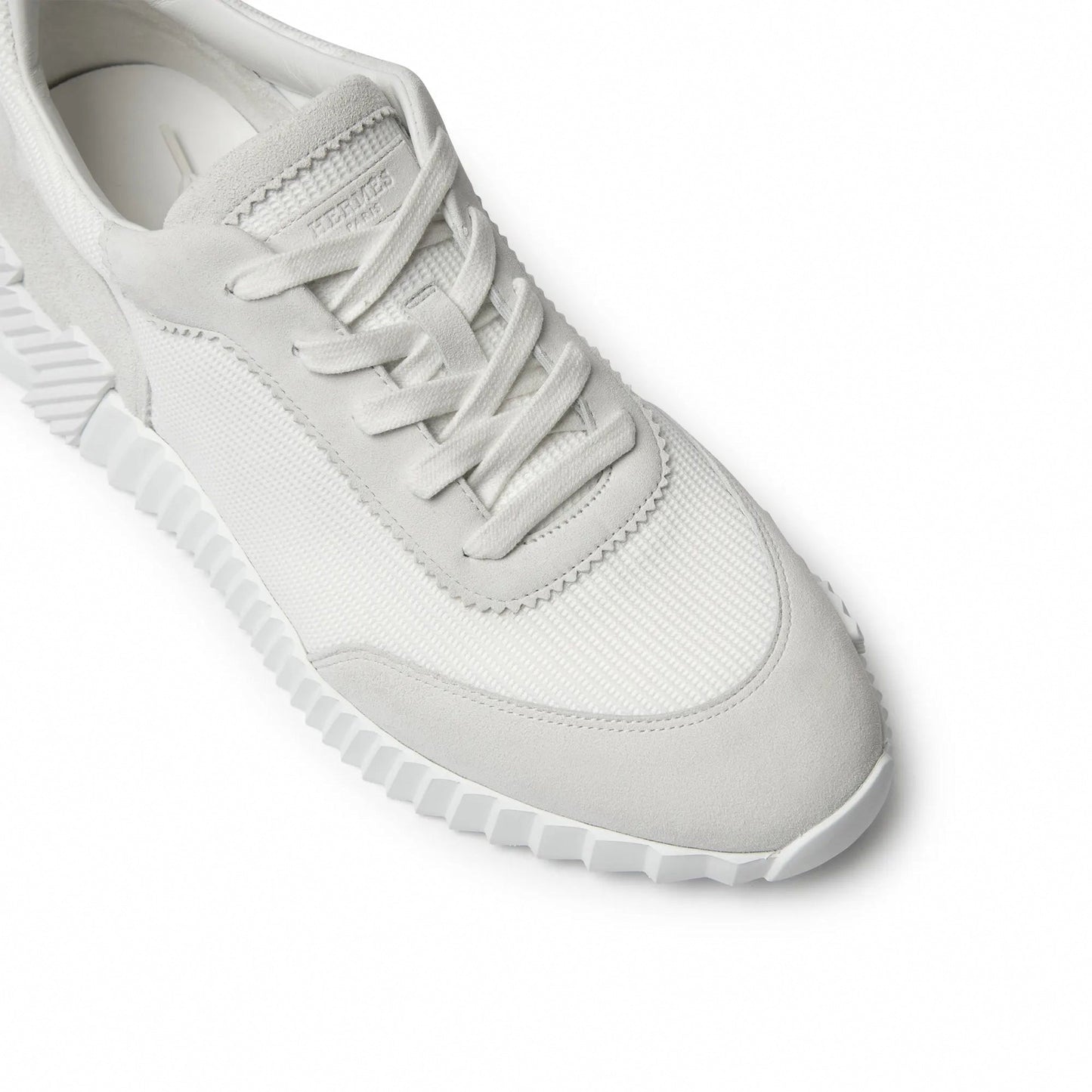 Bouncing Sneaker in White Suede and Technical Knit