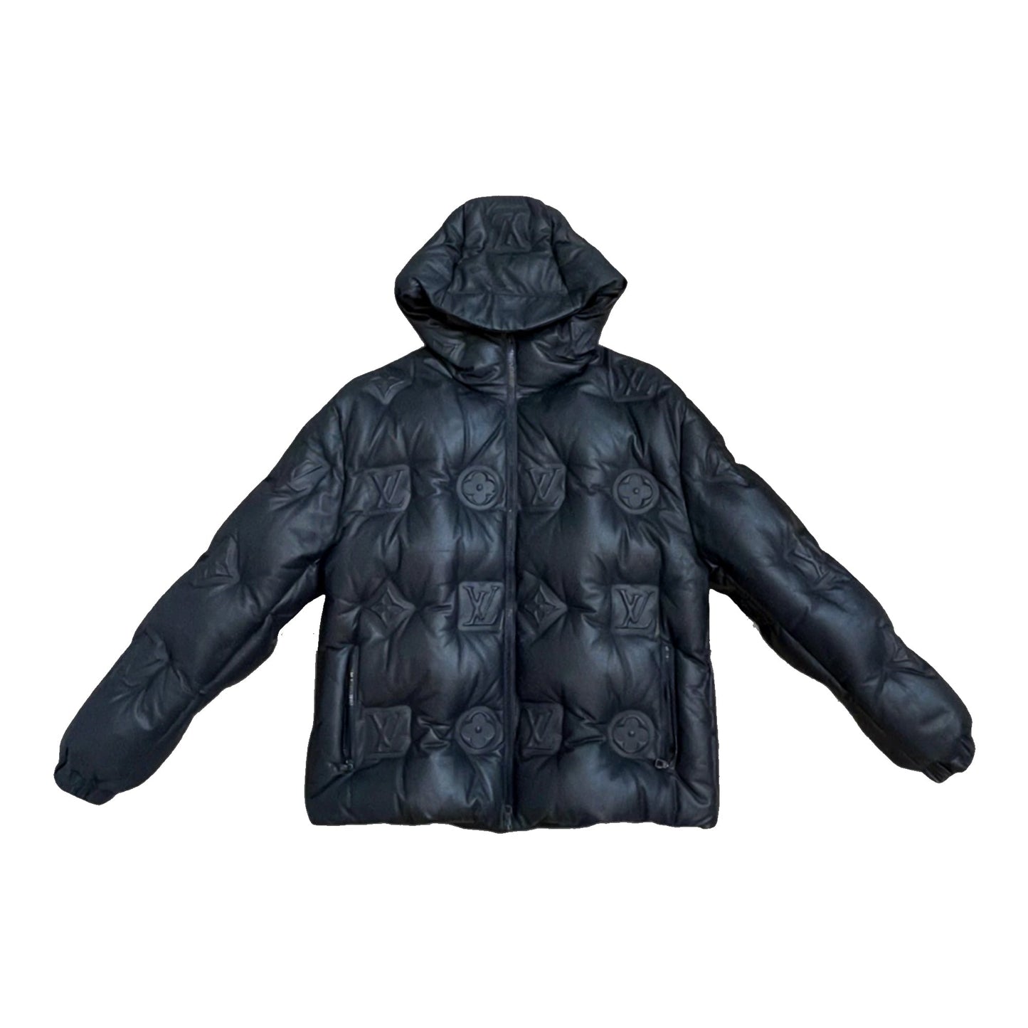 Black Embossed Hooded jacket