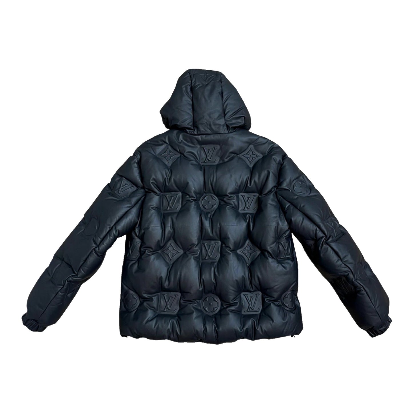Black Embossed Hooded jacket