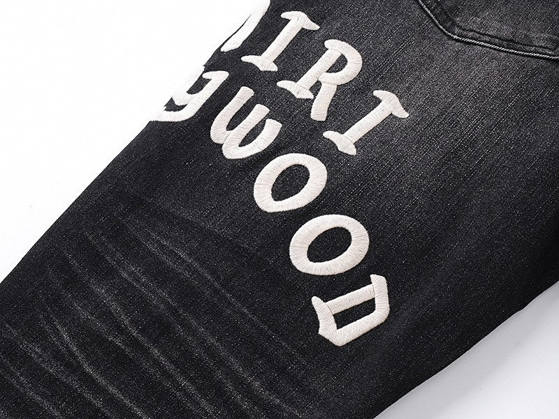 Hollywood Distressed Black Denim Jeans
