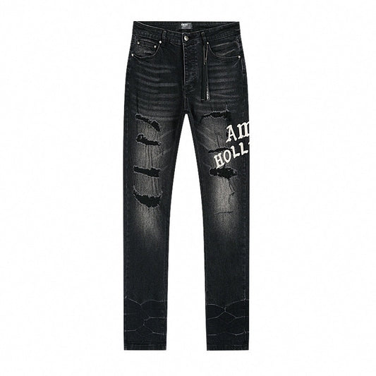 Hollywood Distressed Black Denim Jeans
