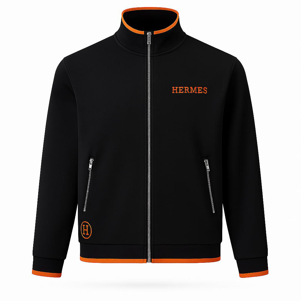 Black and Orange Zip Tracksuit Set