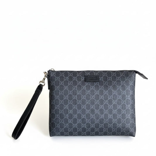 GG Supreme Zip Pouch with Detachable Wrist Strap – Charcoal Grey