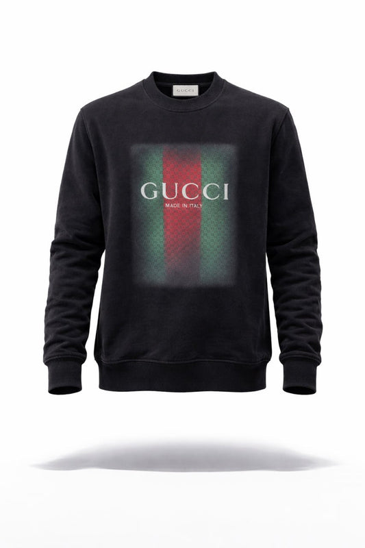 GG Web Stripe Logo Crewneck Sweatshirt – Black