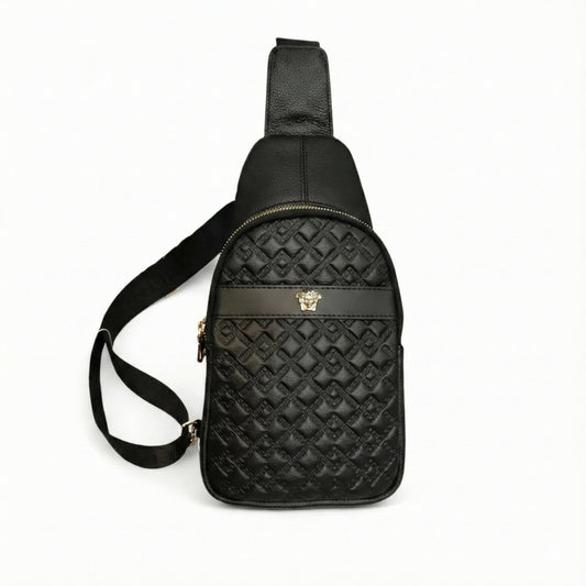 Medusa Head Quilted Leather Sling Bag